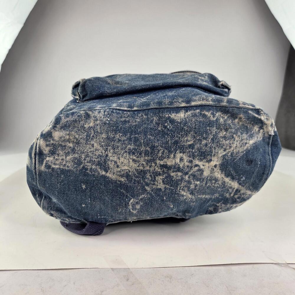 Vintage Class Act 90s Blue Stone Washed Thick Denim Zip Niche Design Backpacks - Picture 9 of 13